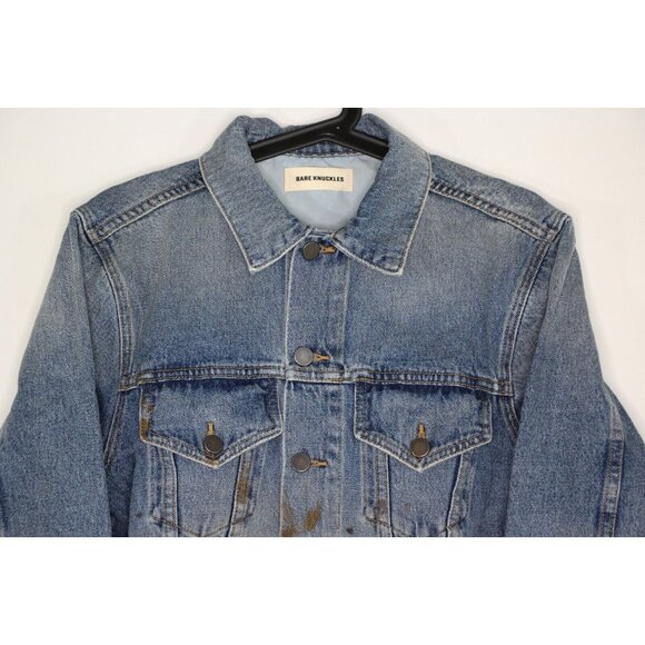 Bare Knuckles Mens Small Paint Splatter Denim Trucker Cropped Jacket NEW R1660 - Picture 3 of 7